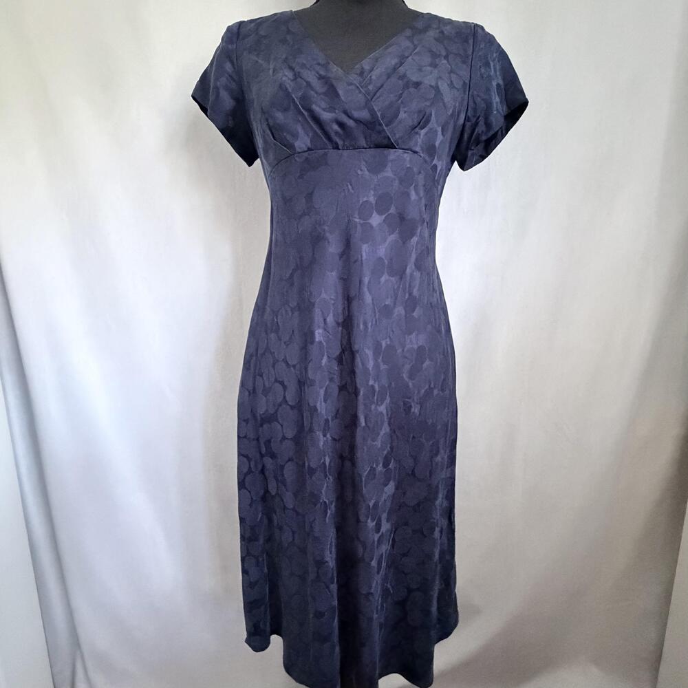 Donna Ricco Dress Womens 6 Silk Polka Dot V Neck A Line Midi Cocktail Babydoll